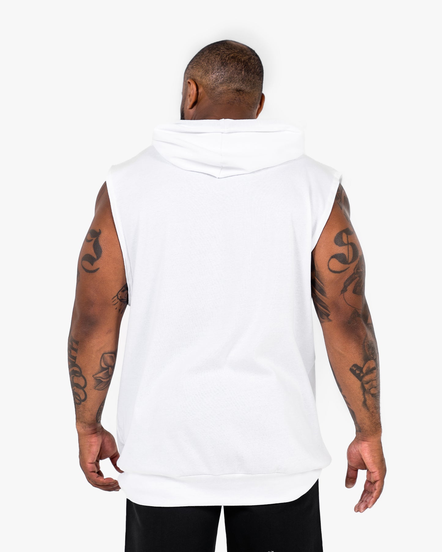 WKND Sleeveless Hoodie - White w/ Red