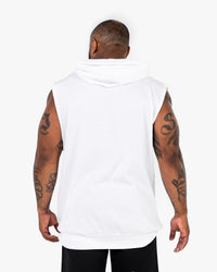 WKND Sleeveless Hoodie - White w/ Red
