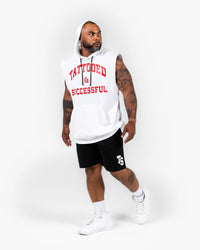 WKND Sleeveless Hoodie - White w/ Red