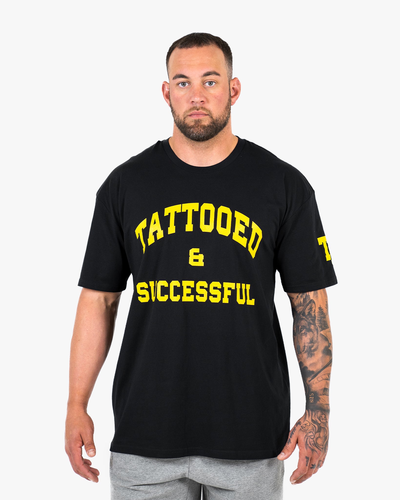 WKND Staple Tee - Black w/Yellow