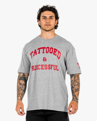 WKND Staple Tee - Heather Grey w/ Red