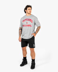 WKND Staple Tee - Heather Grey w/ Red
