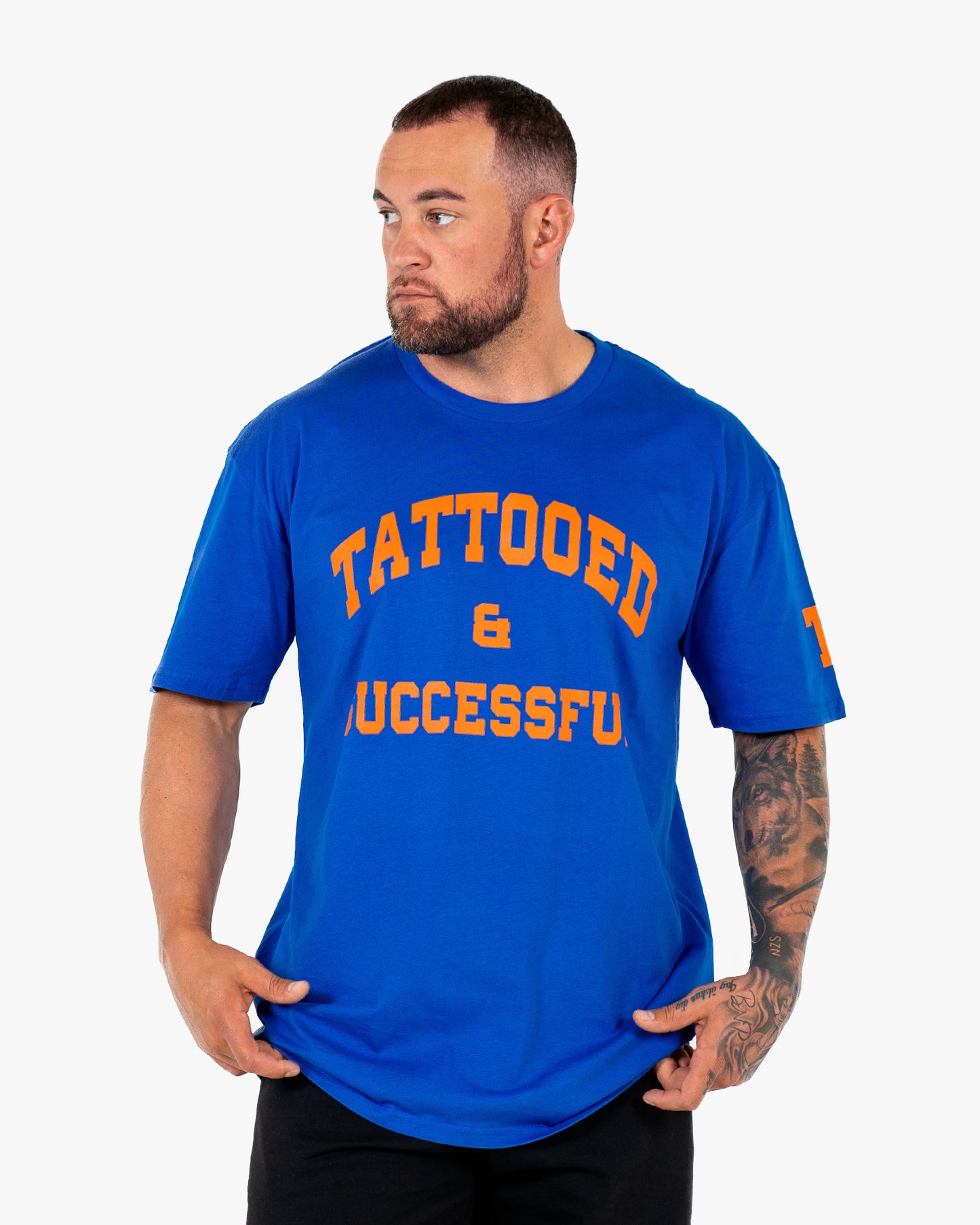 WKND Staple Tee - Royal w/ Orange