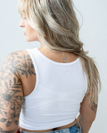 Traditional Ribbed Tank - White
