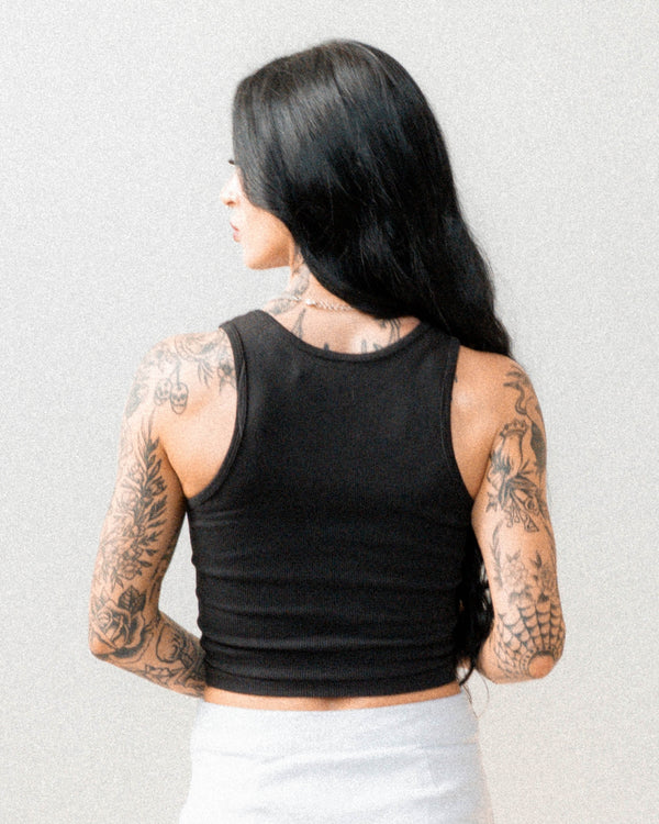 Traditional Ribbed Tank - Black
