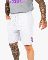 WKND Mens Comfort Shorts - White Heather w/ Purple