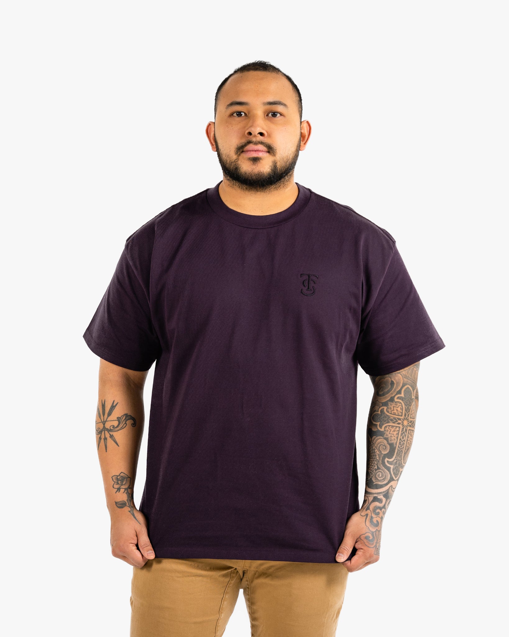 Icon Heavyweight Tee - Plum w/ Black
