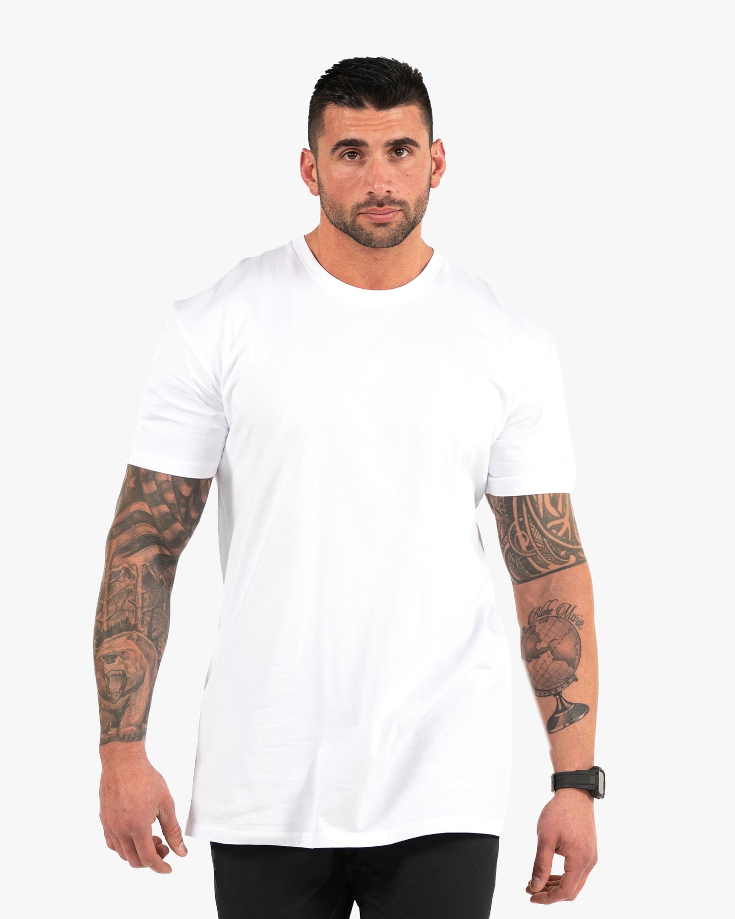 Icon Long Tee - White w/ White