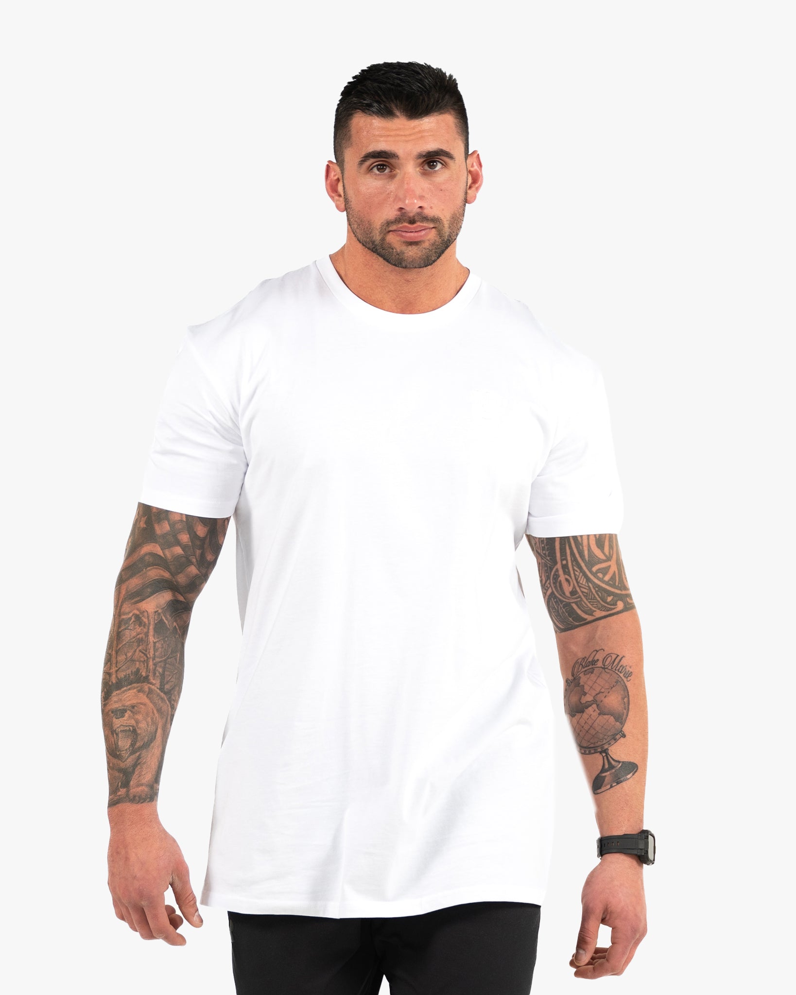 Icon Long Tee - White w/ White