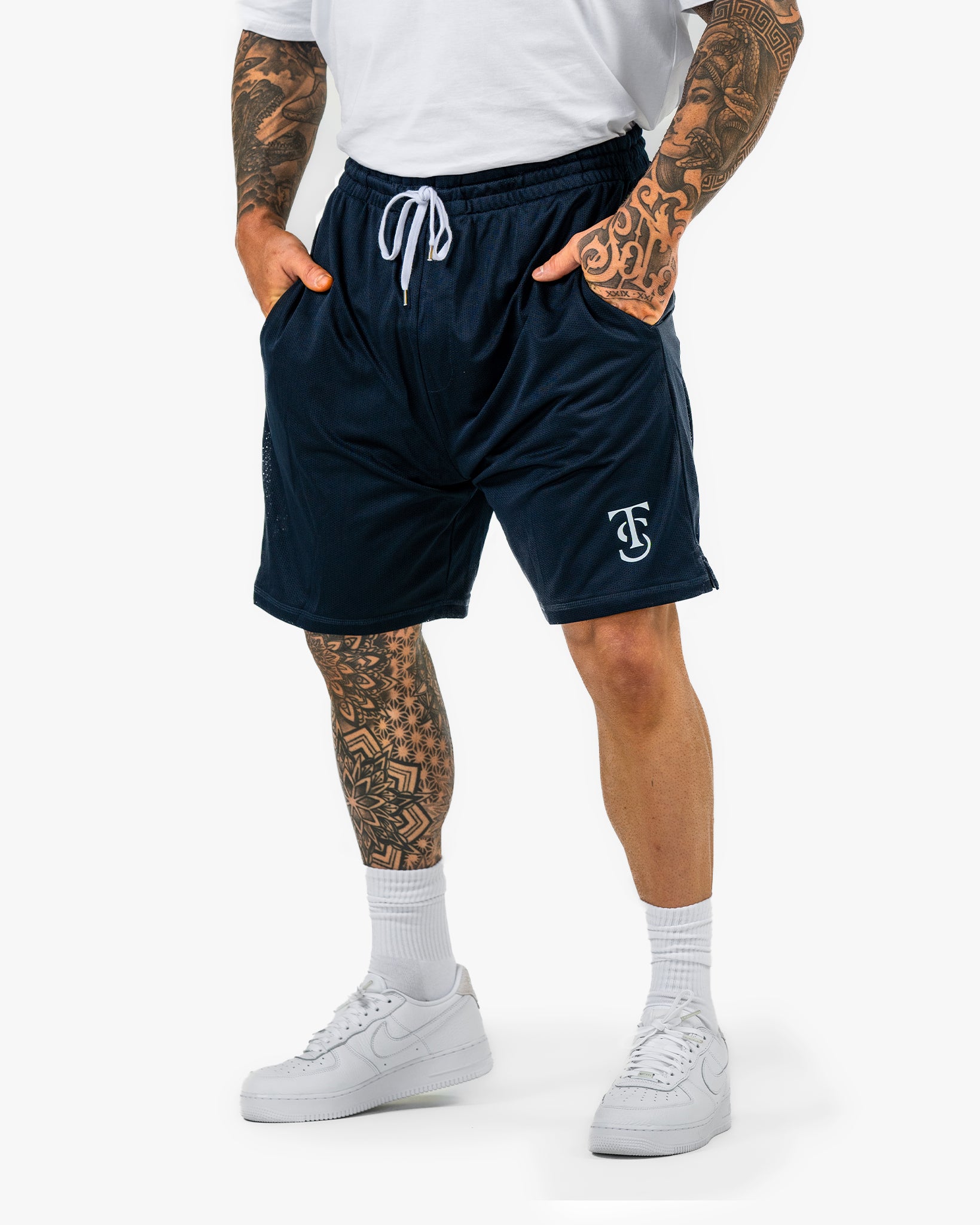 Icon Court Shorts - Navy w/ White