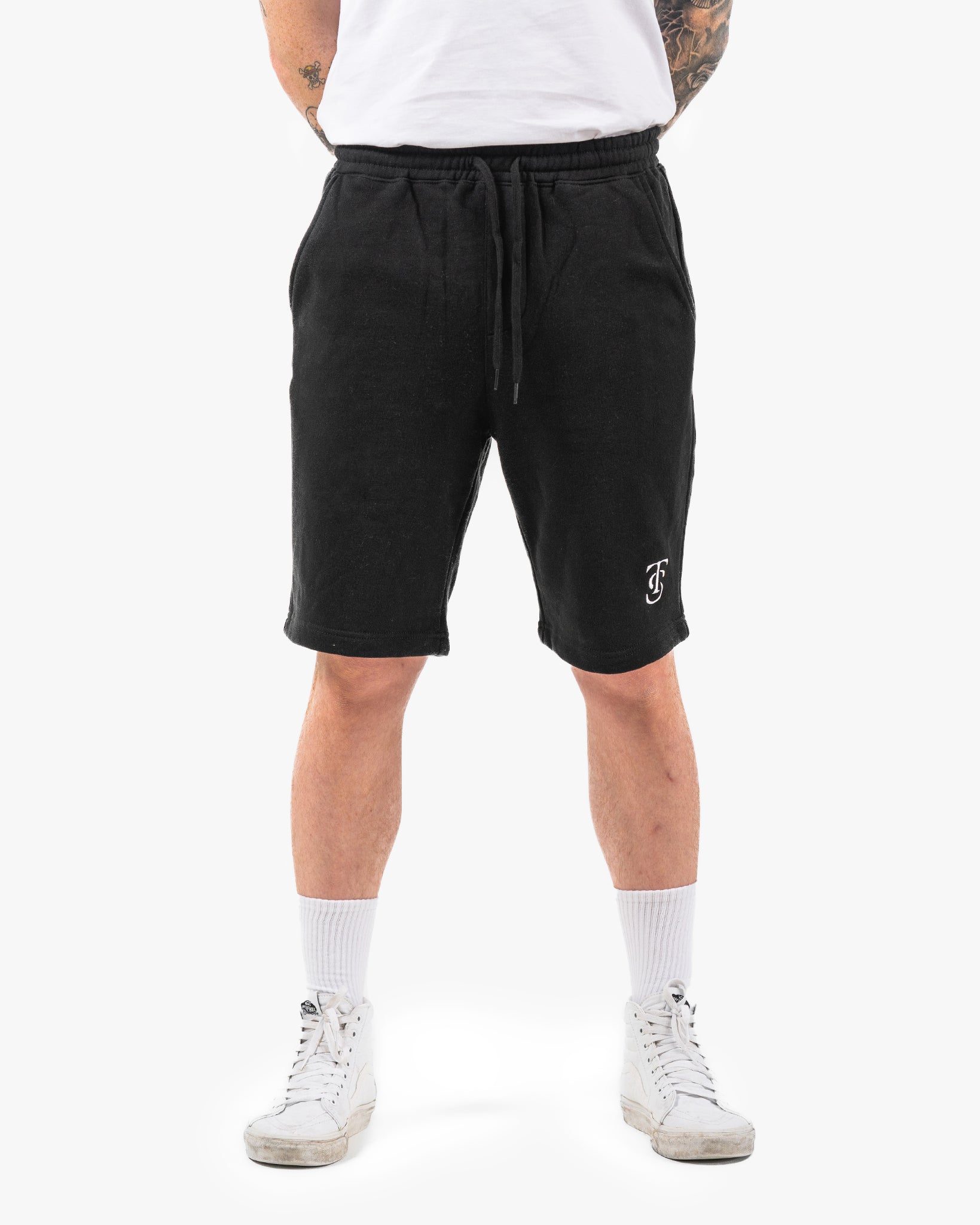 Mens Icon Sweat Shorts - Black w/ White