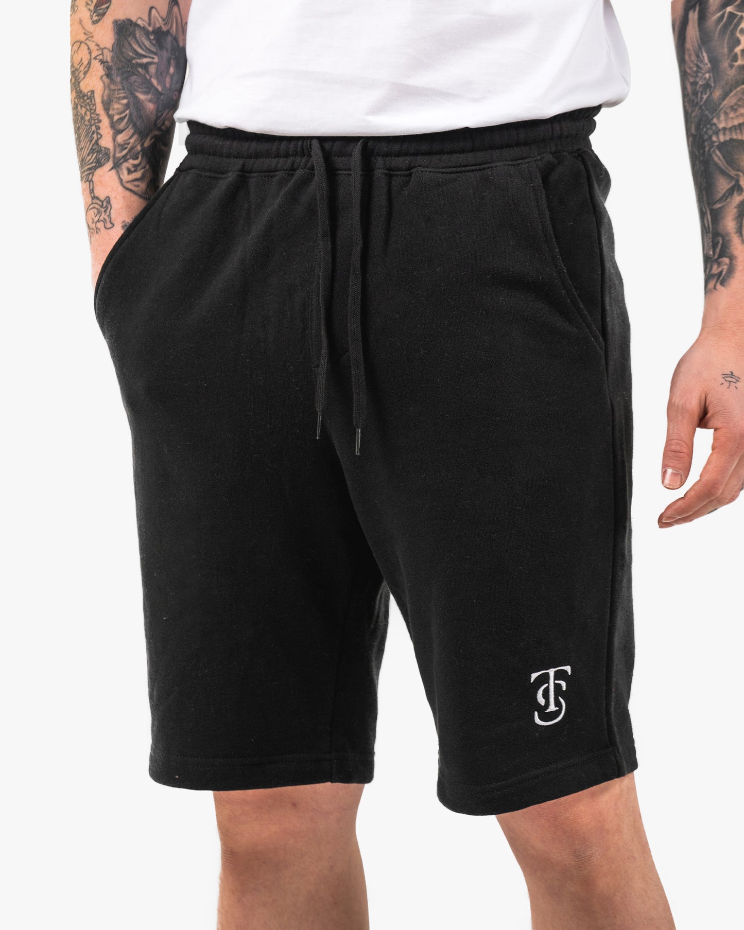 Mens Icon Sweat Shorts - Black w/ White