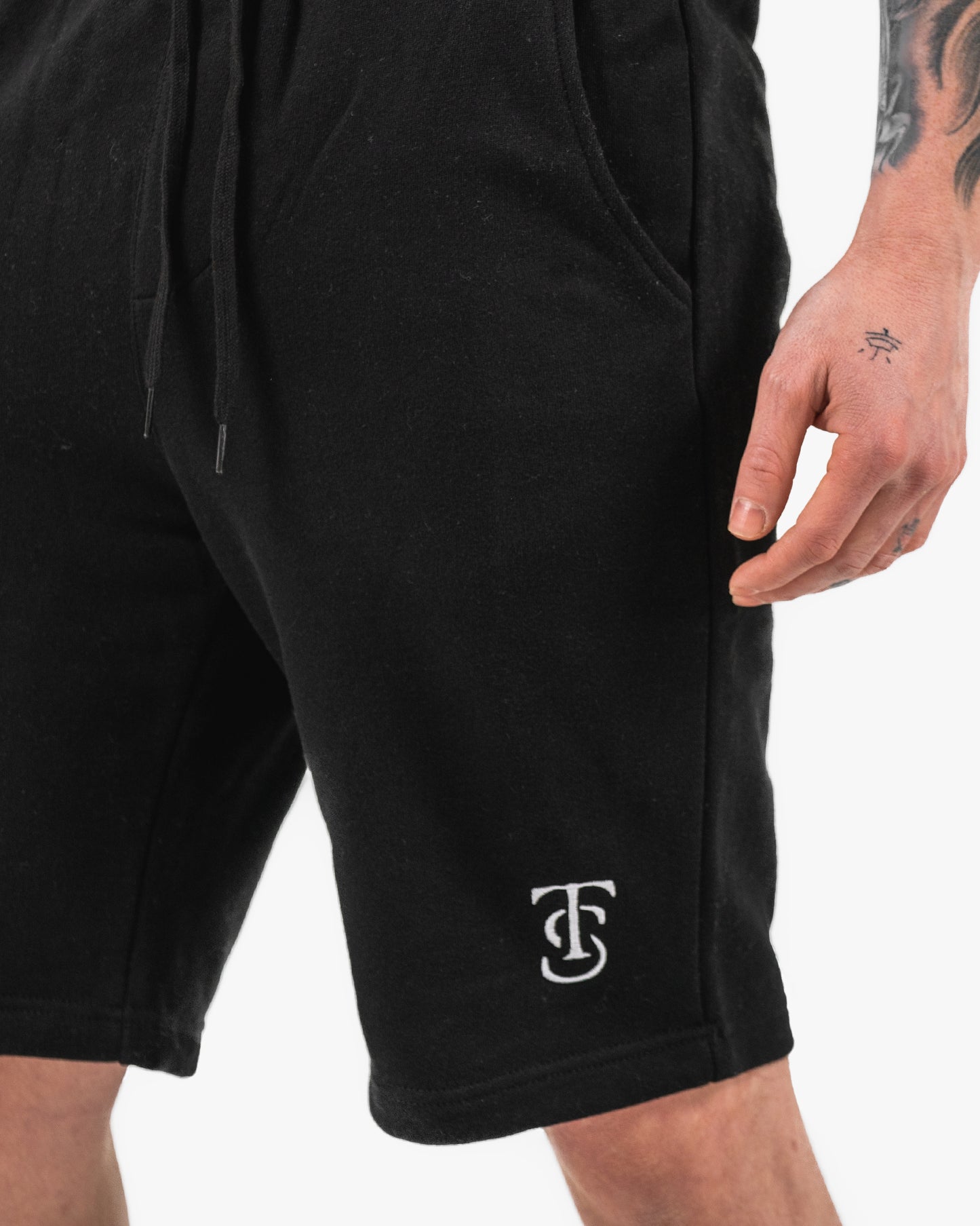 Mens Icon Sweat Shorts - Black w/ White