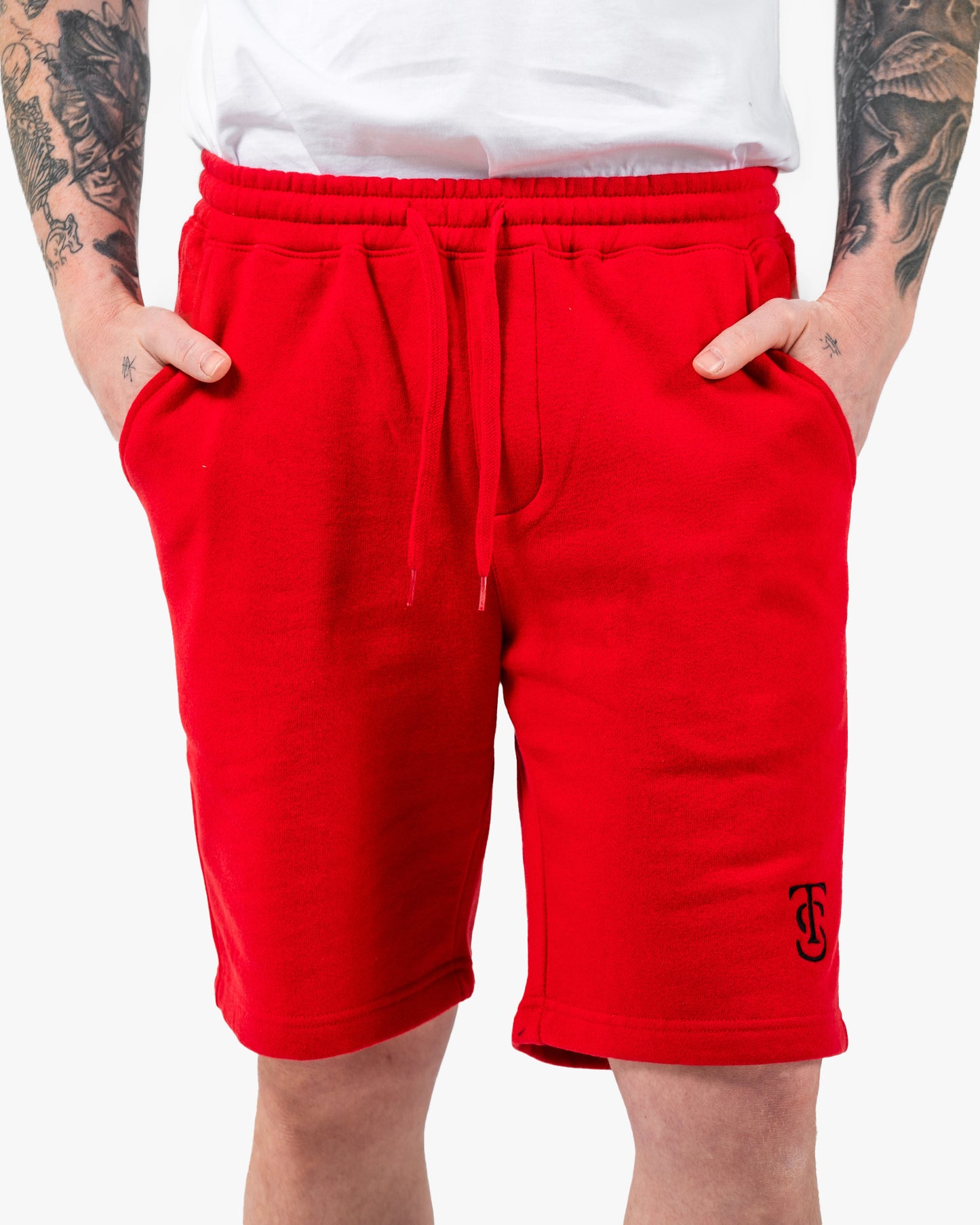 Mens Icon Sweat Shorts - Red w/ Black