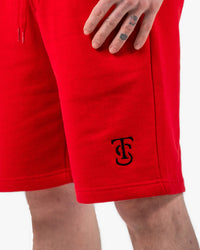 Mens Icon Sweat Shorts - Red w/ Black