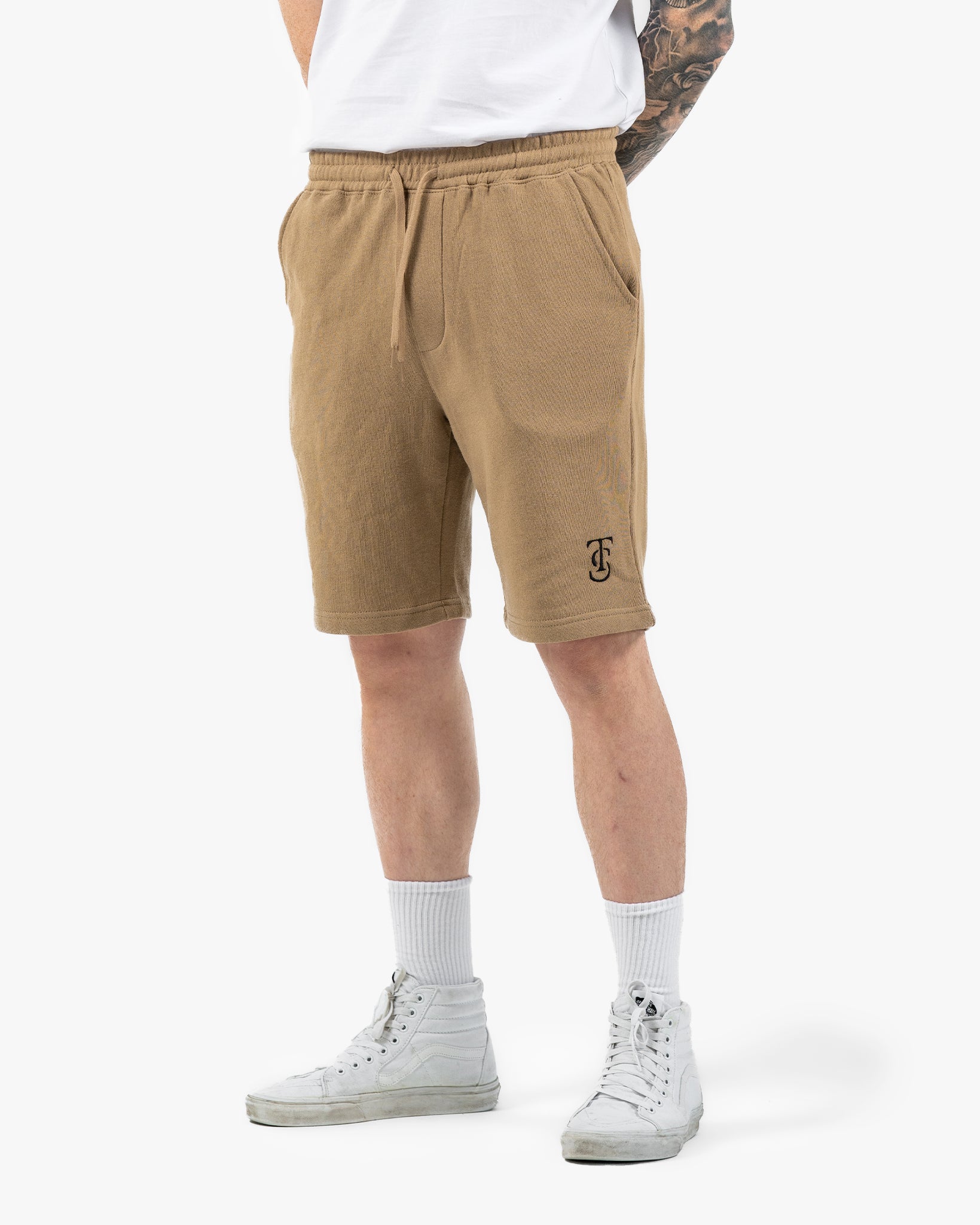 Mens Icon Sweat Shorts - Sand w/ Black