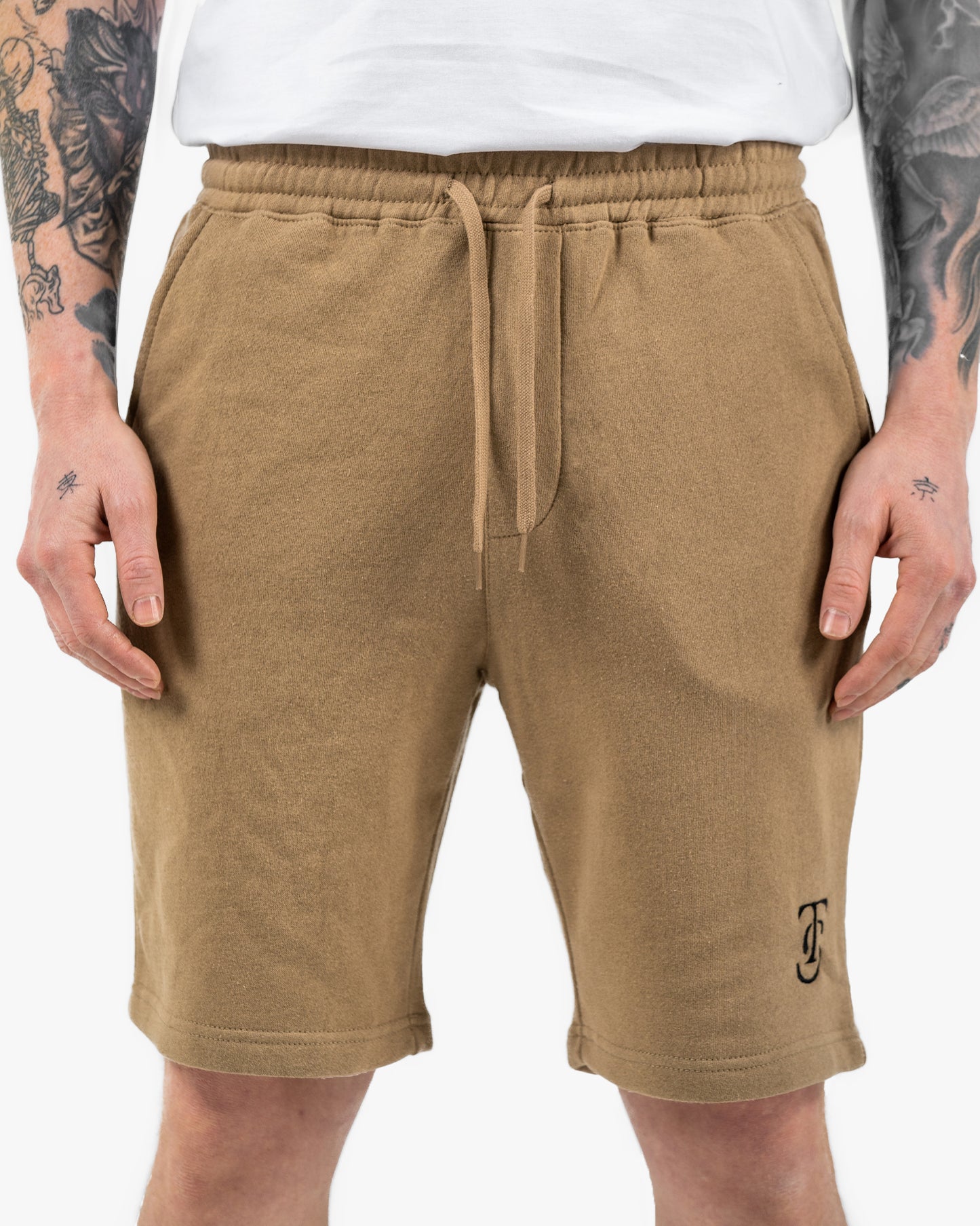 Mens Icon Sweat Shorts - Sand w/ Black