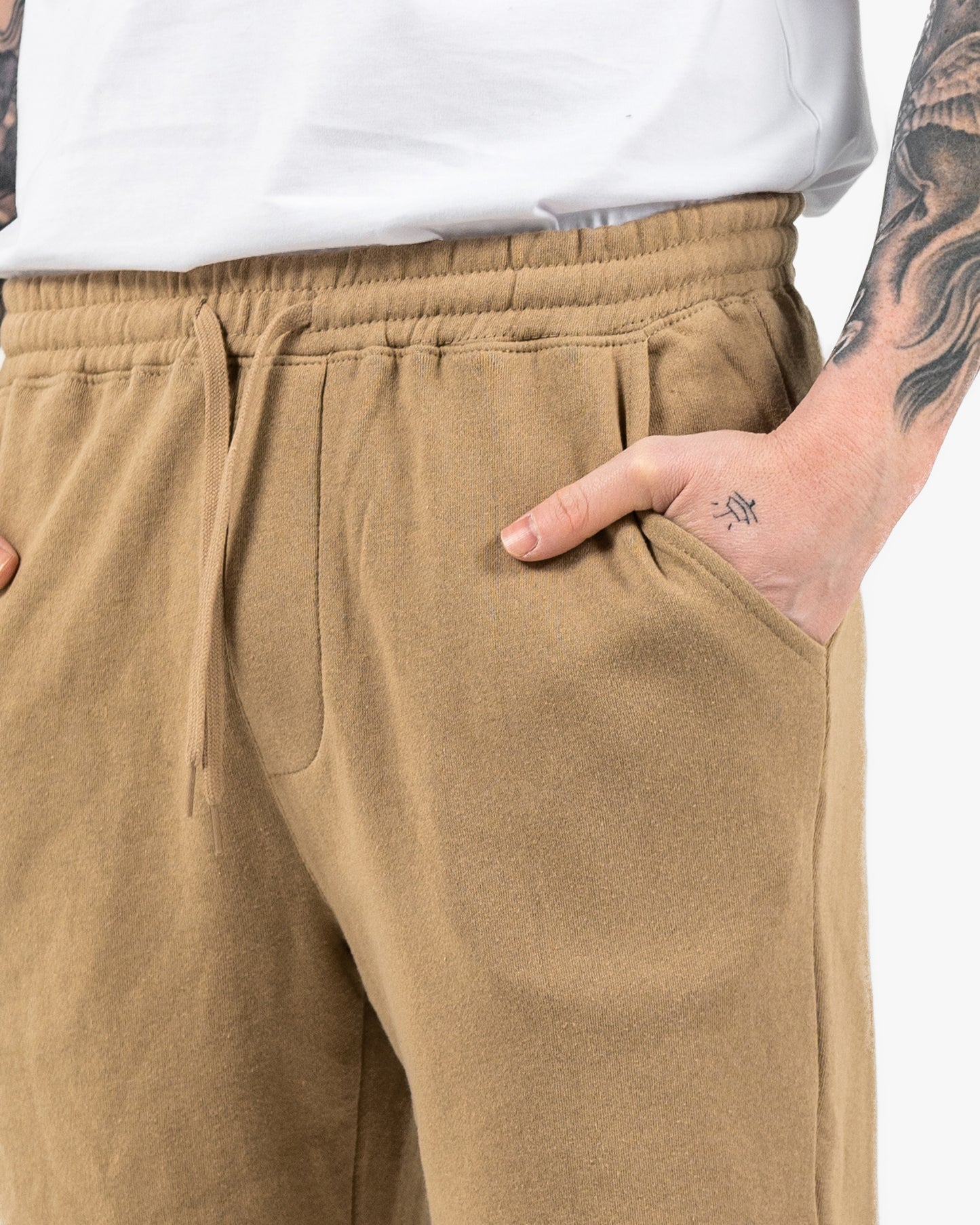 Mens Icon Sweat Shorts - Sand w/ Black