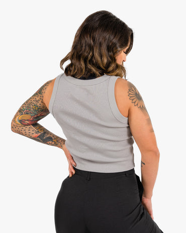 Icon Ribbed Crop Tank - Storm w/ Black
