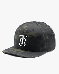 Icon Snapback Hat- Black Camo w/ White