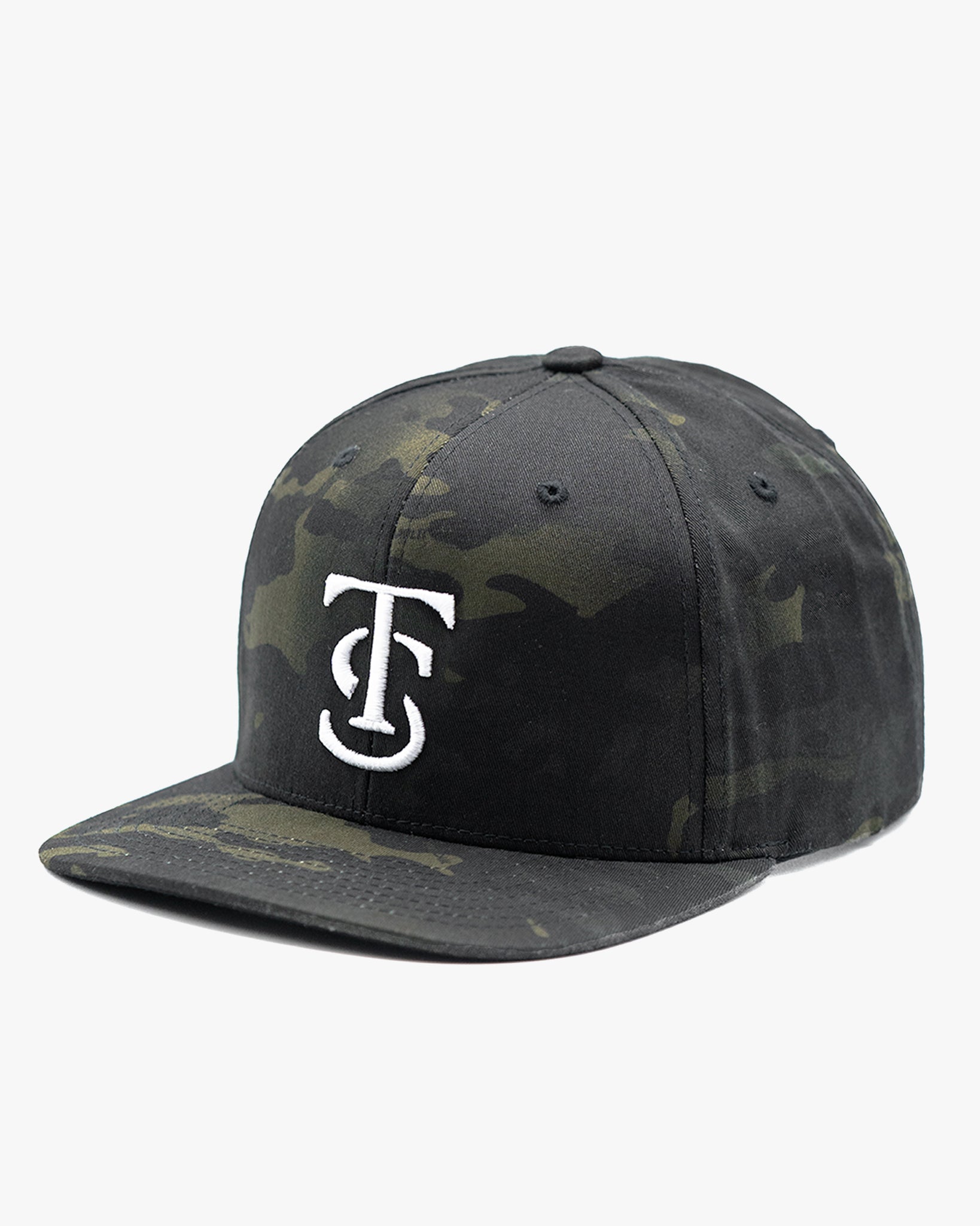 Icon Snapback Hat- Black Camo w/ White