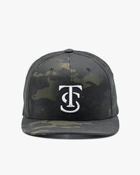 Icon Snapback Hat- Black Camo w/ White