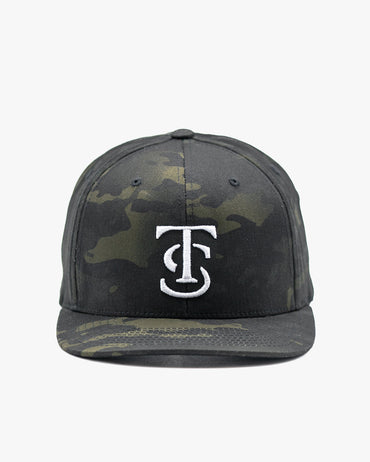 Icon Snapback Hat- Black Camo w/ White