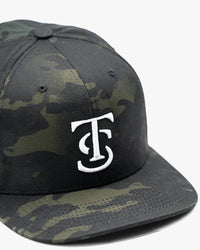 Icon Snapback Hat- Black Camo w/ White