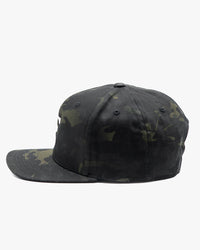 Icon Snapback Hat- Black Camo w/ White