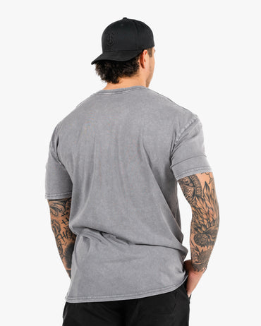 Icon Stone Wash Tee - Ash w/ Black