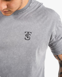 Icon Stone Wash Tee - Ash w/ Black