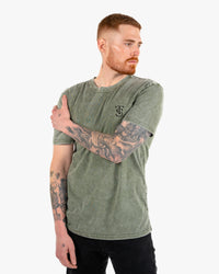 Icon Stone Wash Tee - Moss w/ Black