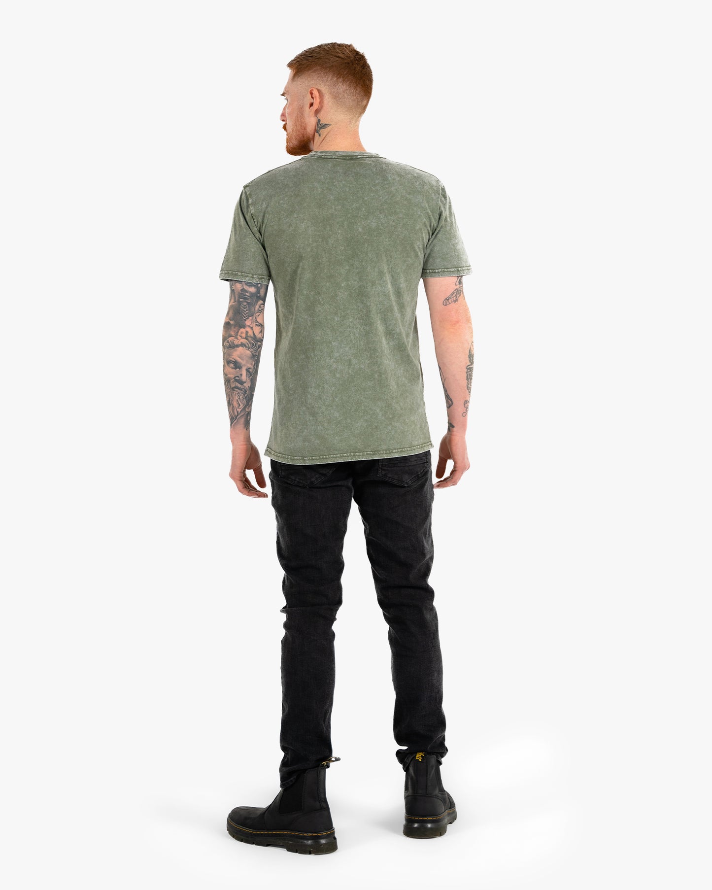 Icon Stone Wash Tee - Moss w/ Black
