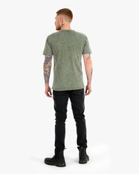 Icon Stone Wash Tee - Moss w/ Black