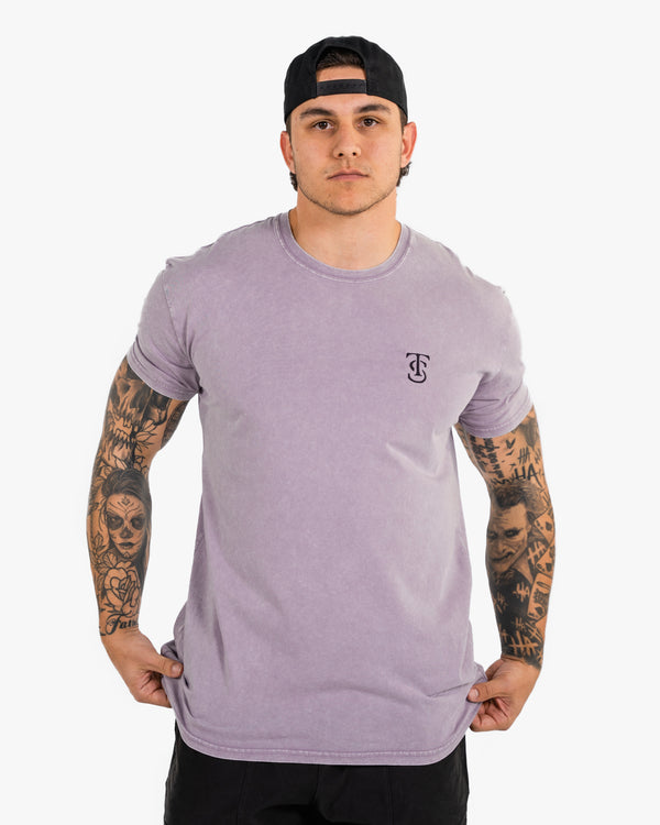 Icon Stone Wash Tee - Orchid w/ Black