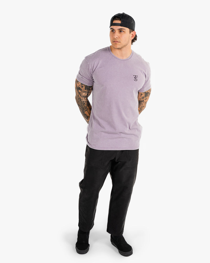 Icon Stone Wash Tee - Orchid w/ Black
