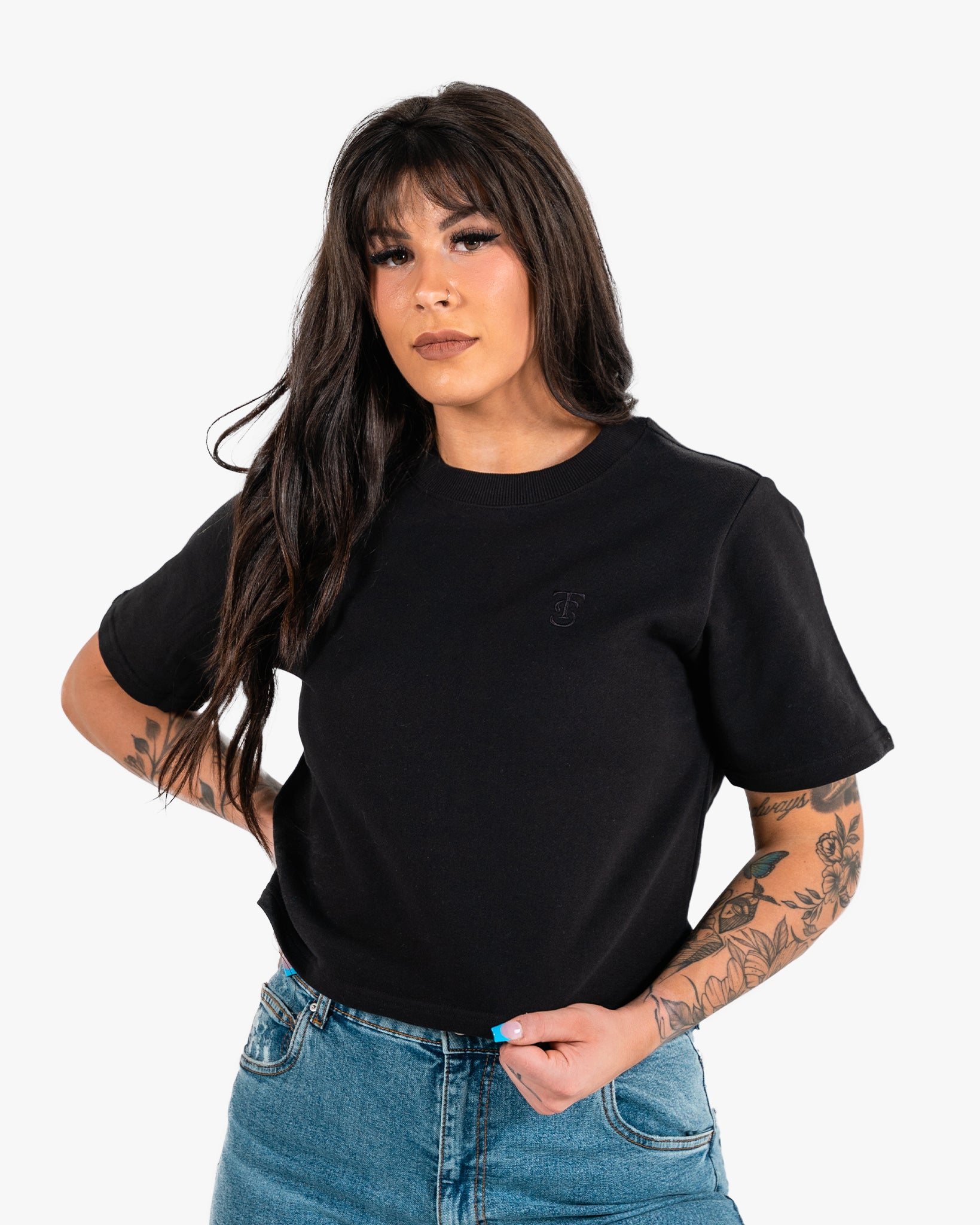 Icon Terry Crop - Black w/ Black