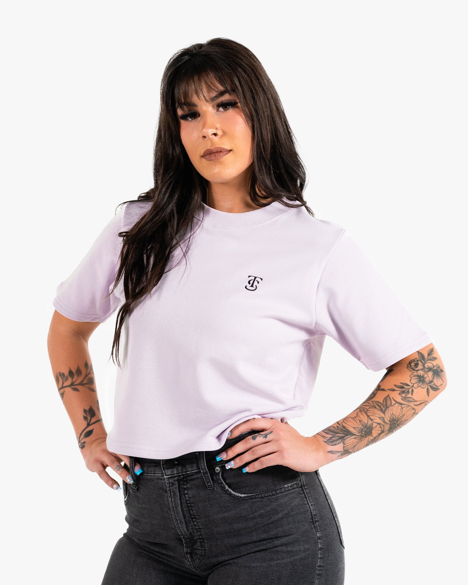 Icon Terry Crop - Orchid w/ Black
