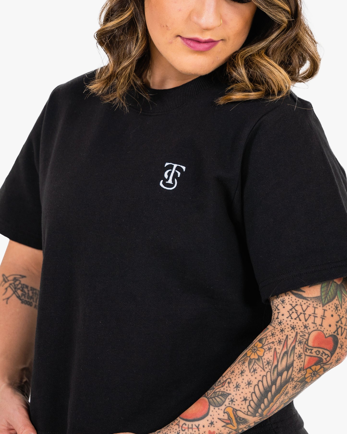 Icon Terry Crop - Black w/ White
