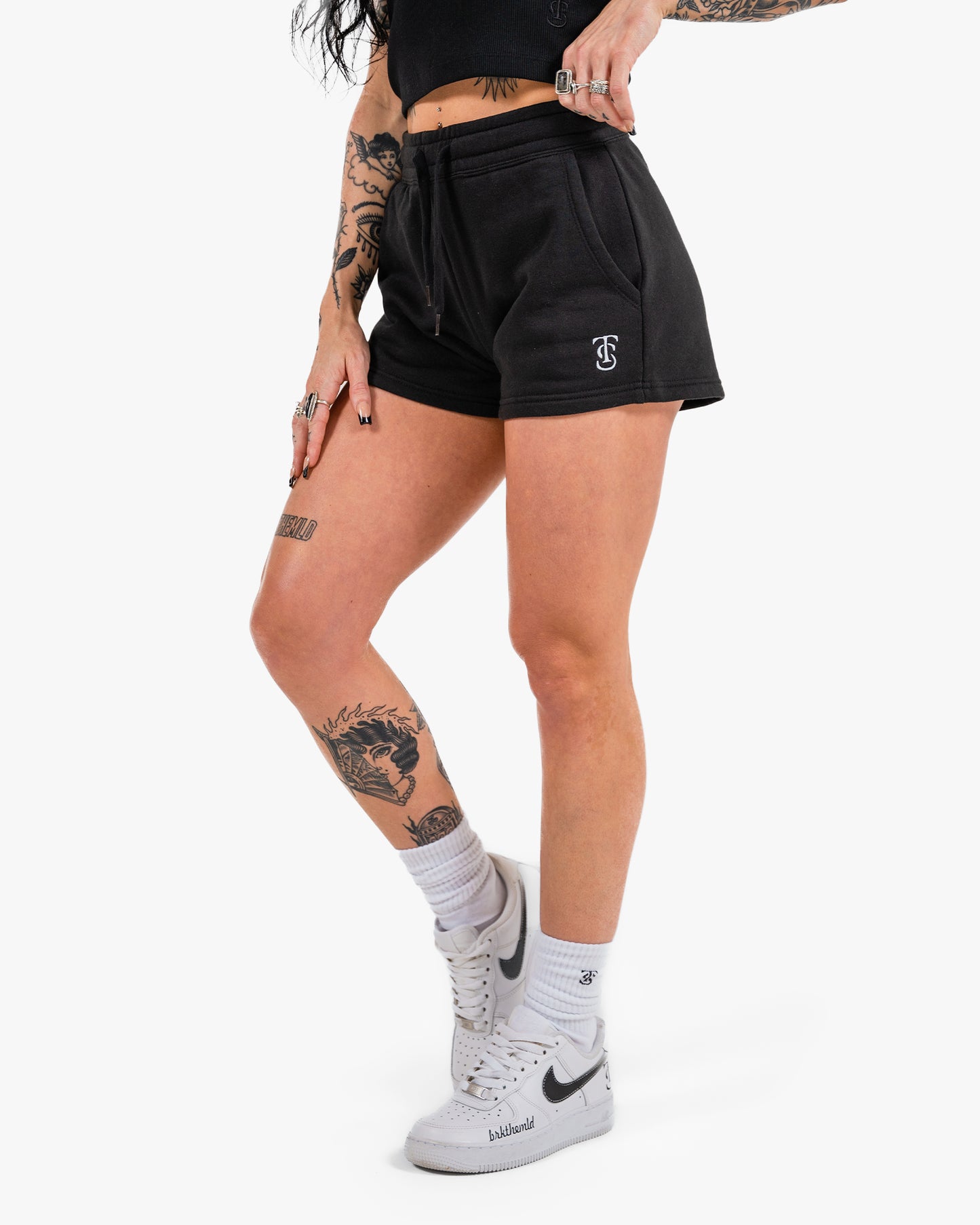 Women's Icon Sweat Shorts - Black w/ White