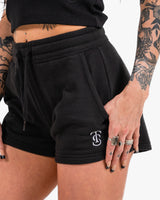 Women's Icon Sweat Shorts - Black w/ White