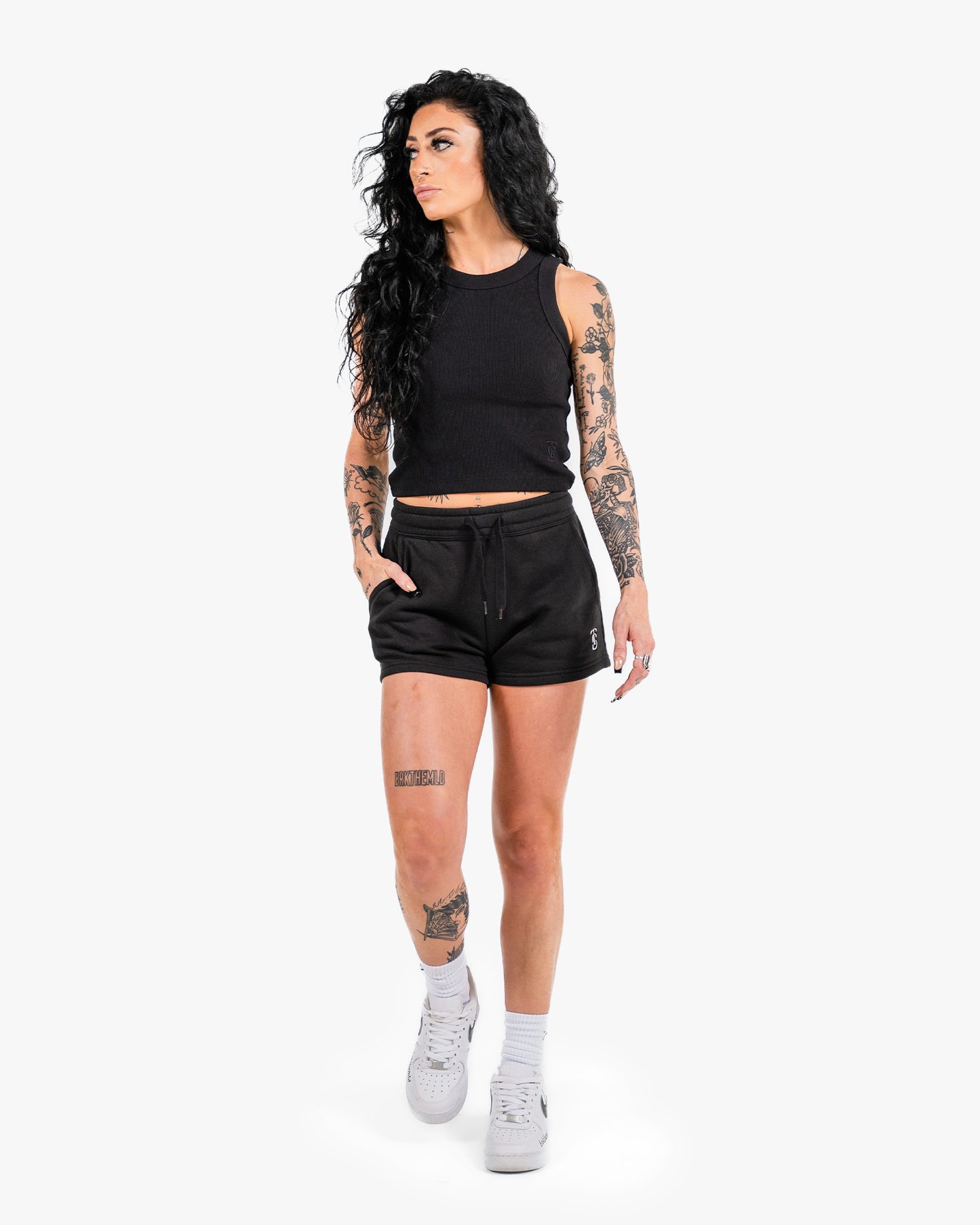 Women's Icon Sweat Shorts - Black w/ White