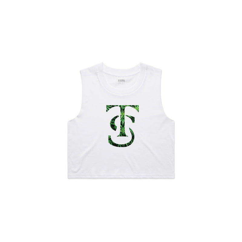 420 Icon Crop Tank - White