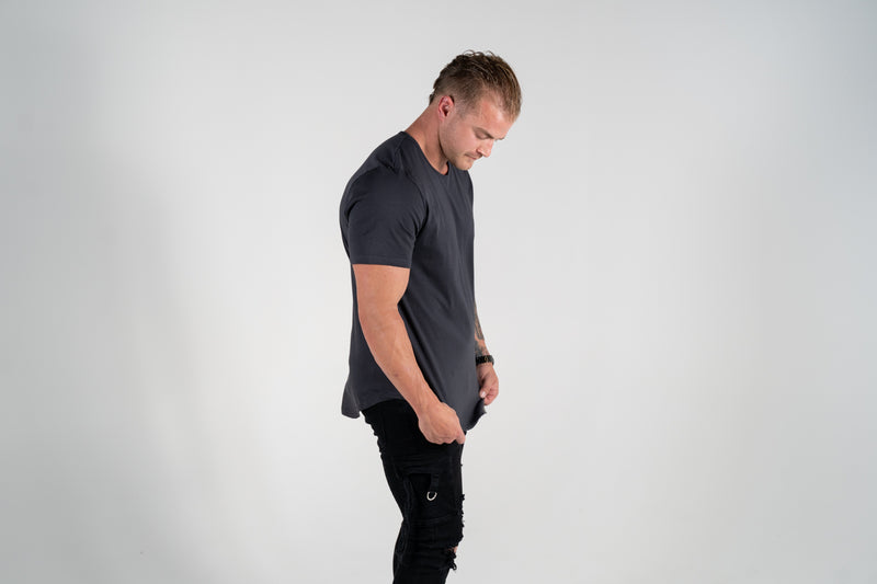 Curved Hem Tee - Charcoal