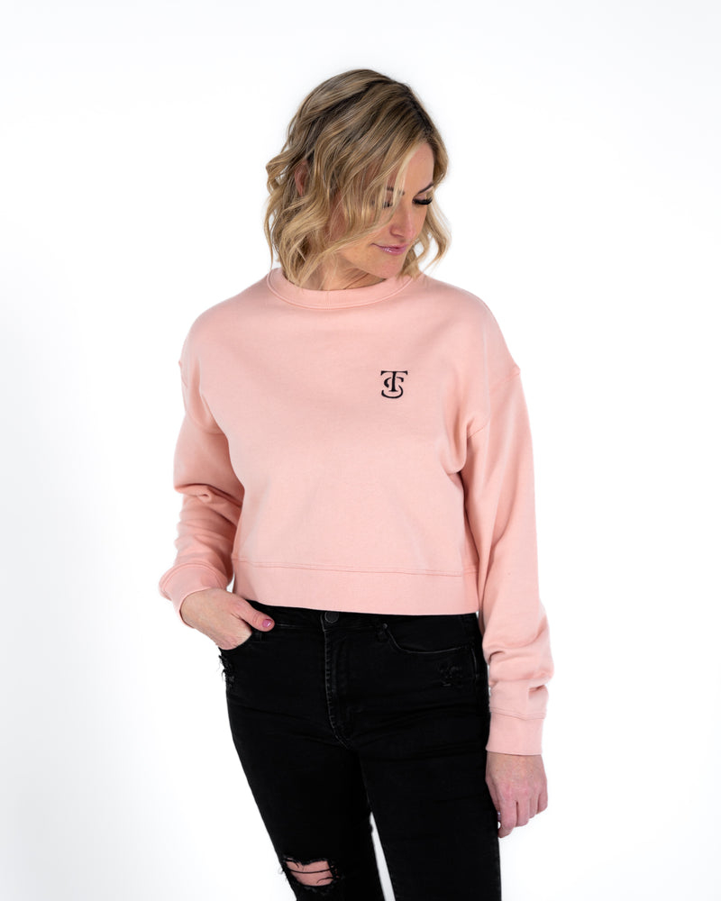 Icon Crop Crew Sweatshirt - Pale Pink