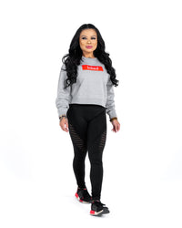 Inked Crop Crew Sweatshirt - Athletic Heather