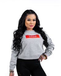Inked Crop Crew Sweatshirt - Athletic Heather