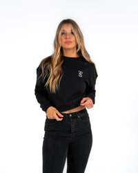 Icon Crop Crew Sweatshirt - Black