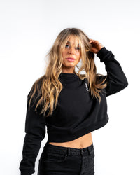 Icon Crop Crew Sweatshirt - Black