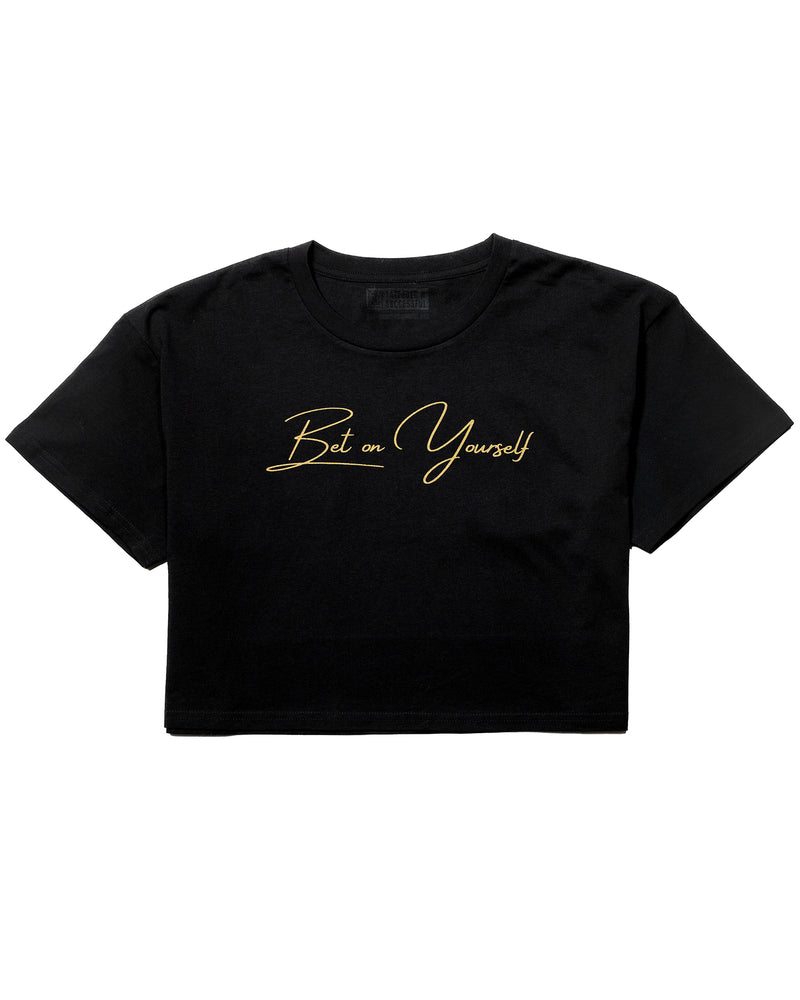 Bet on Yourself Crop Tee - Black w/ Gold